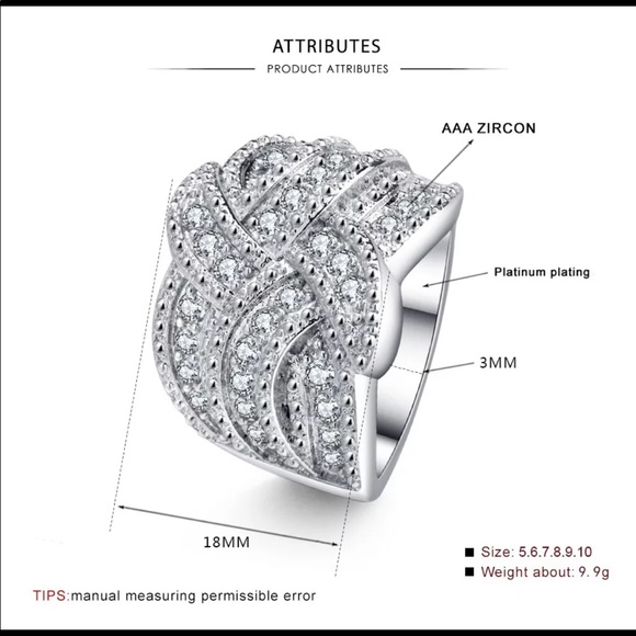 Sterling Silver Large Twisted Diamond Band Ring, BEAUTIFUL RING, SHINY RING. - Picture 4 of 7